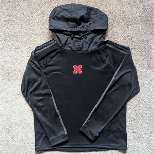 Nebraska Adidas Mens Large Sweatshirt Black Long Sleeve Hoodie Cold Rdy Logo